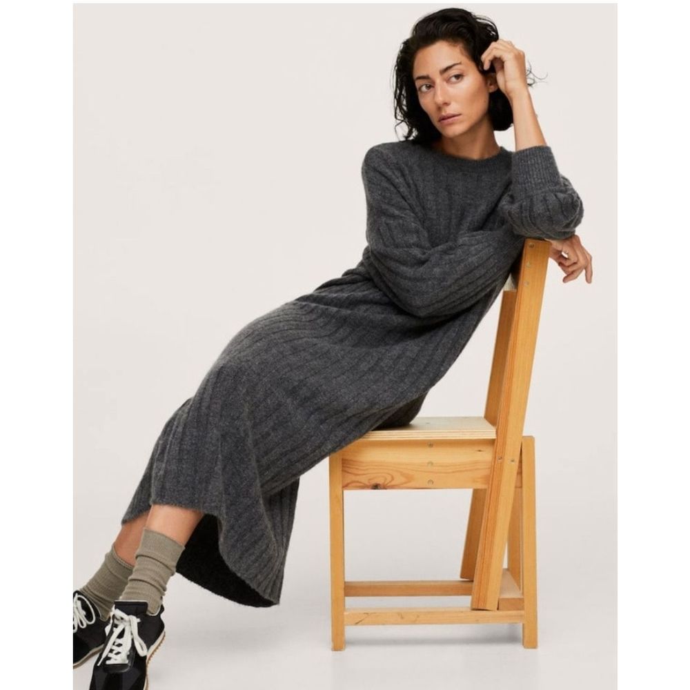 Mango Sweater Dress Charcoal Size M/L - Picture 1 of 9